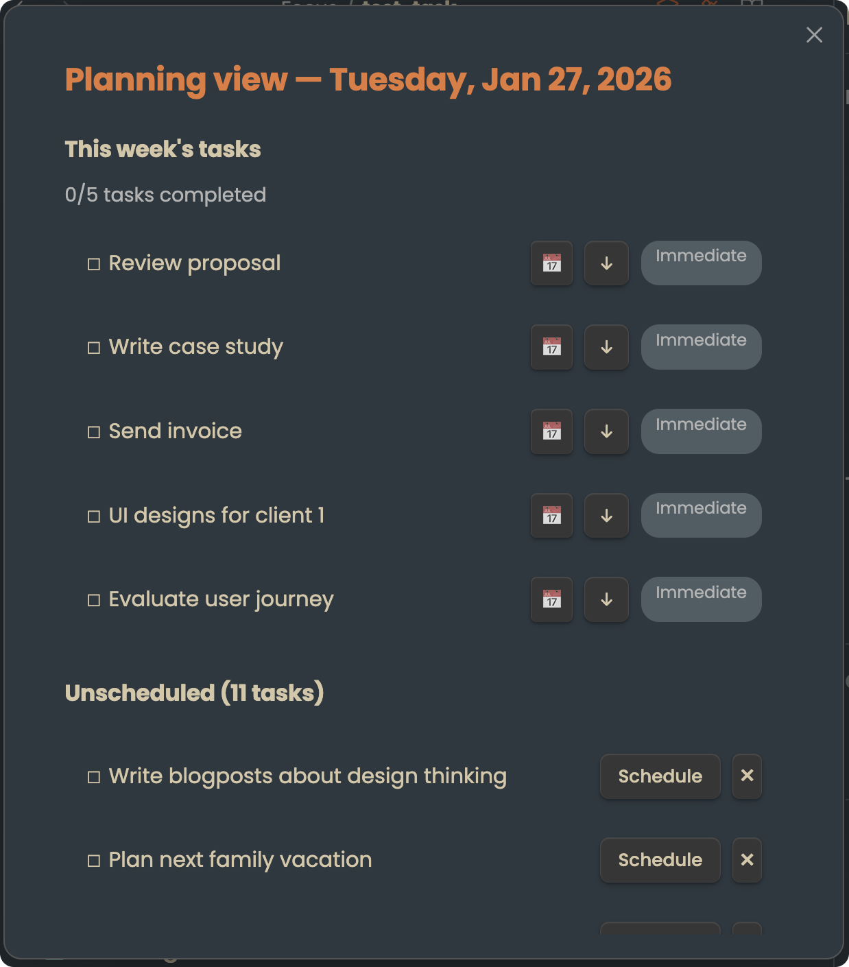 Planning view