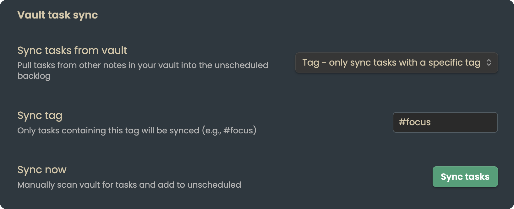 Vault task sync